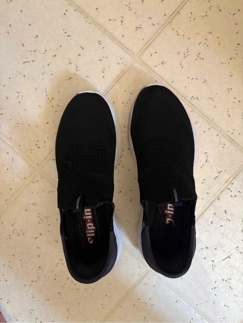 Skechers ultra flex 3.0 Black Knit Slip-On Sneakers with White Sole